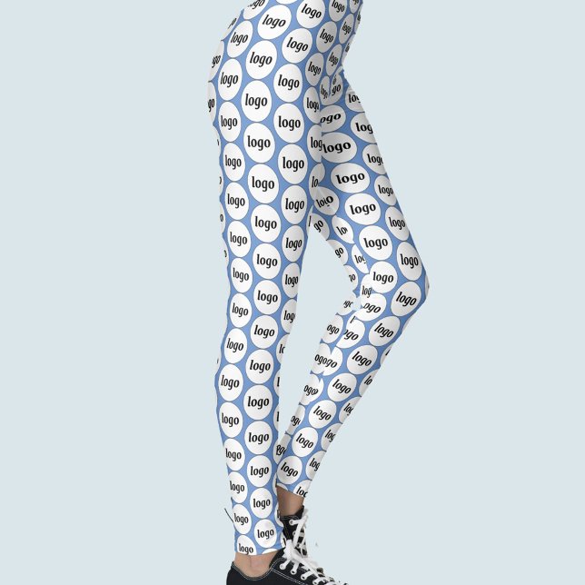Enkel Logotyp - Mönster Blue Leggings (Simple logo pattern business promotional branding leggings)