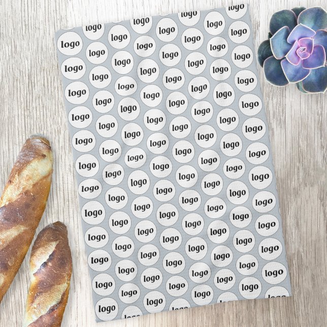 Enkel Logotyp Mönster Business Promotional Blue Kökshandduk (Simple logo pattern promotional business kitchen tea towel)