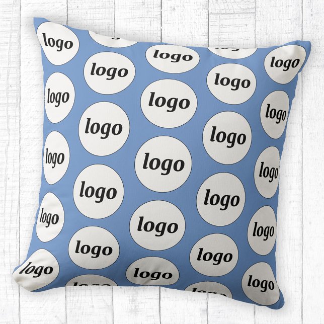 Enkel Logotyp Mönster Business Promotional Blue Kudde (Simple logo pattern business promotional branding pillow)
