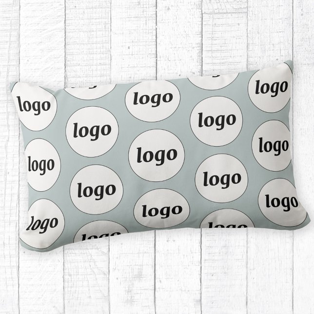 Enkel Logotyp Mönster Business Promotional Blue Lumbarkudde (Simple logo pattern business promotional branding pillow)