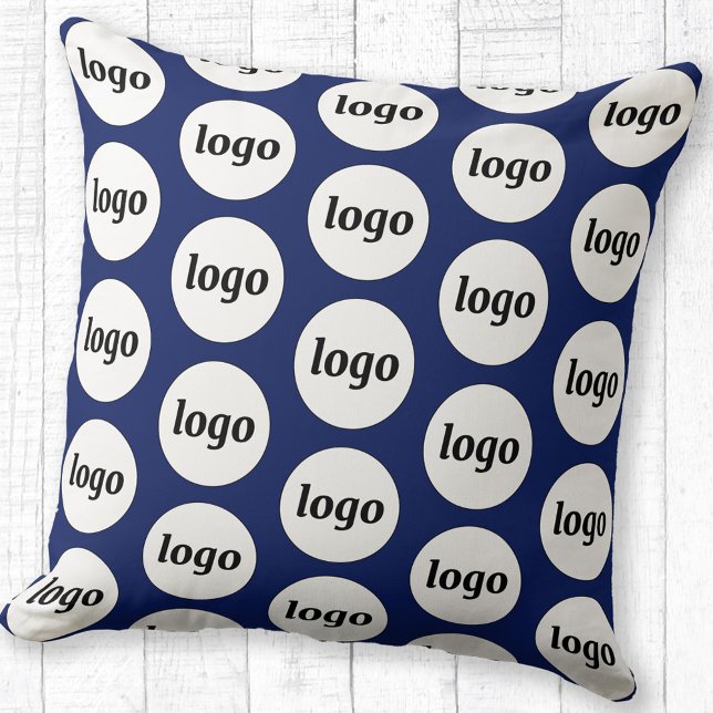 Enkel Logotyp Mönster Business Promotional Navy Bl Kudde (Logo pattern business branding promotional navy blue throw pillow)