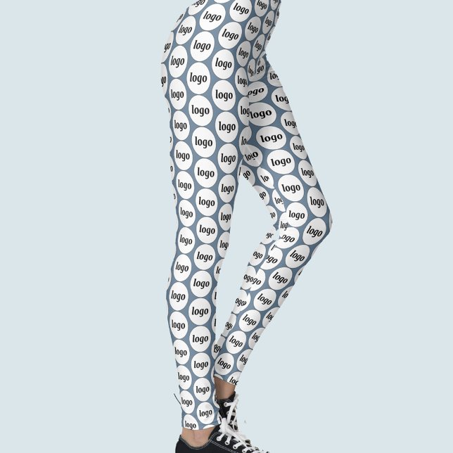 Enkel Logotyp - Mönster Dusty Blue Leggings (Simple logo pattern business promotional branding leggings)
