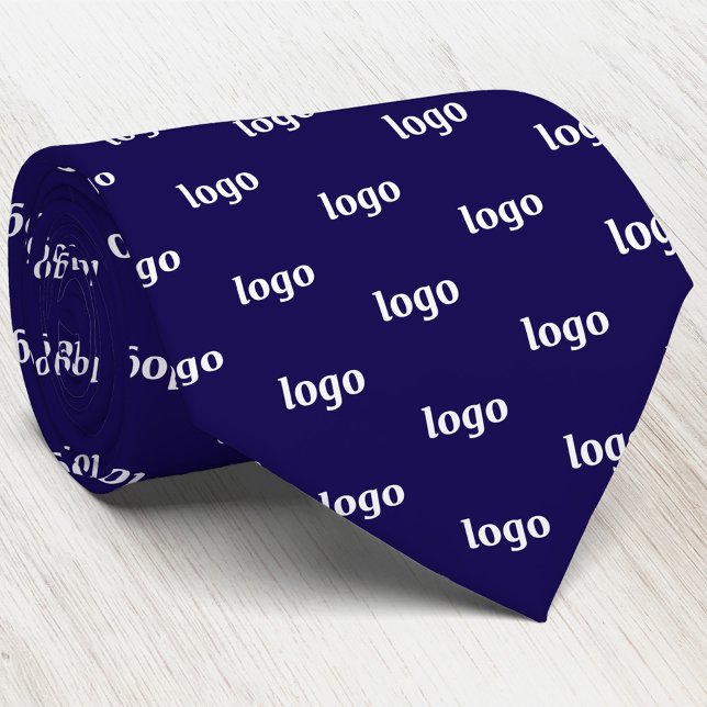 Enkel logotyp mönster marinblå affär slips (Simple logo pattern navy blue business promotional staff employee colleague uniform neck tie)