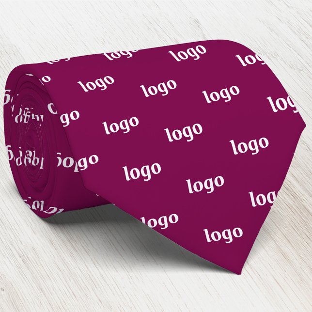 Enkel logotyp mönster mörkröd körsbär Business Slips (Simple logo business branding dark cherry pink promotional staff employee uniform neck tie)