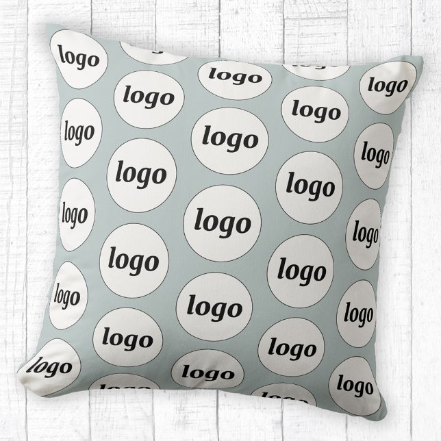 Enkel Logotyp Mönster Powder Blue Kudde (Simple logo pattern business promotional branding pillow)
