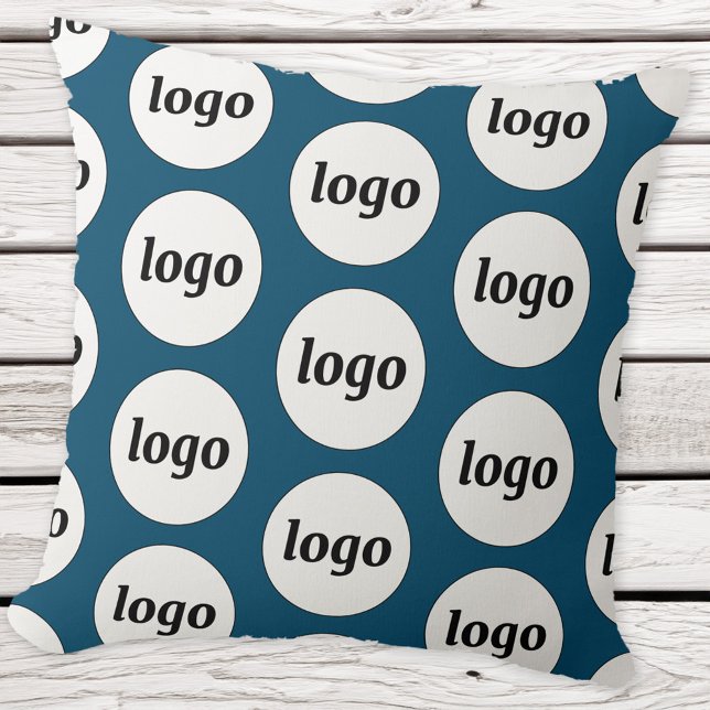 Enkel Logotyp Mönster Teal-Grönt Kudde (Simple logo pattern business branding promotional teal green throw pillow)