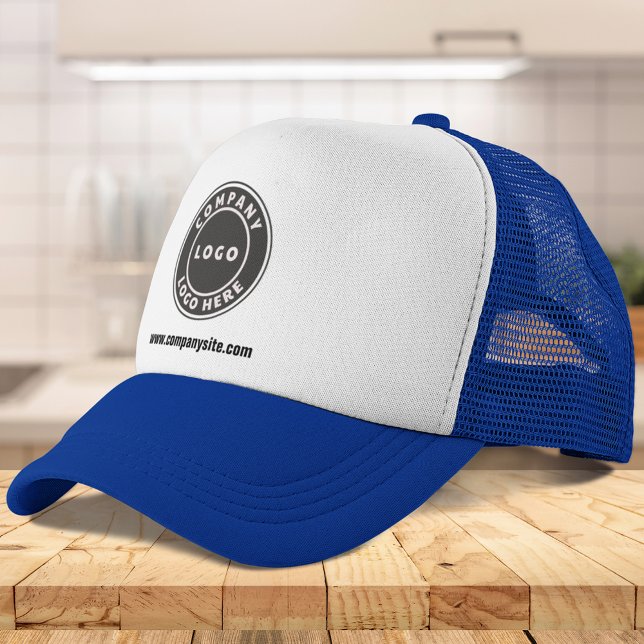 Enkel Logotyp och Anpassningsbar för anställda på  Keps (Simple Business Logo and Website Employees Custom Trucker Hat)