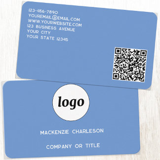 Enkel Logotyp och blå QR-kod Visitkort