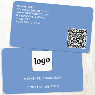 Enkel Logotyp och blå QR-kod Visitkort