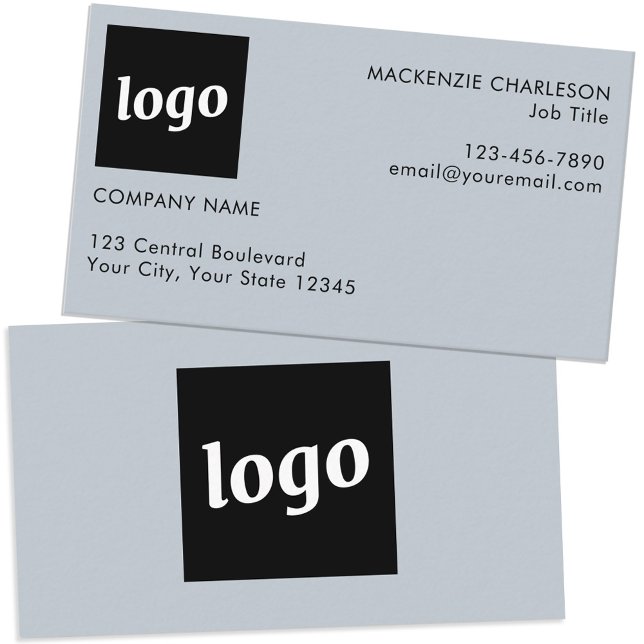Enkel Logotyp och blått textugpulver Visitkort (Logo with custom text dusty powder blue mini business card)