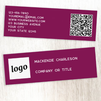 Enkel Logotyp och Magenta av QR-kod för körsbärssy Mini Visitkort