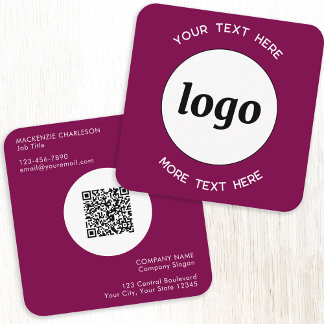 Enkel Logotyp och Mörk av QR-kod för körsbärssyste Fyrkantigt Visitkort