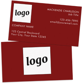 Enkel Logotyp och Mörk för textburgundy röd Visitkort