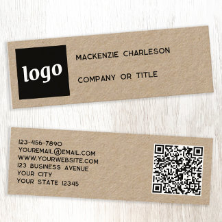 Enkel Logotyp och QR Code Kraft Mini Visitkort