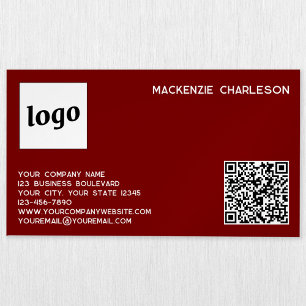 Enkel Logotyp och QR-kod Burgundy Red Magnetiska Visitkort