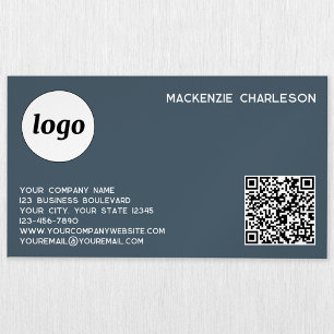 Enkel logotyp och QR-kod i kolgrå Magnetiska Visitkort