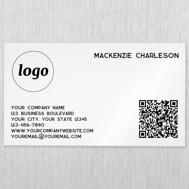 Enkel Logotyp och QR-kod Magnetiska Visitkort (Logo with QR code and custom text magnetic business card)