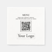 Enkel Logotyp och QR-kod Menu Napkins