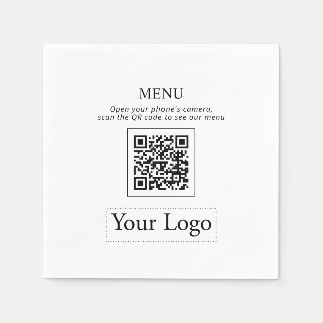 Enkel Logotyp och QR-kod Menu Napkins Pappersservett (Framsidan)