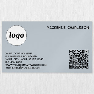 Enkel Logotyp och QR-kod Pulver Blue Magnetiska Visitkort