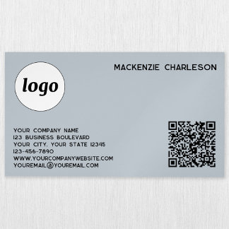 Enkel Logotyp och QR-kod Pulver Blue Magnetiska Visitkort