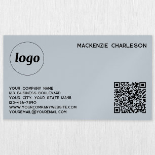 Enkel Logotyp och QR-kod Pulver Blue Magnetiska Visitkort