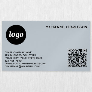 Enkel Logotyp och QR-kod Pulver Blue Magnetiska Visitkort