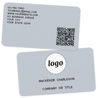 Enkel Logotyp och QR-kod Pulver Blue Visitkort