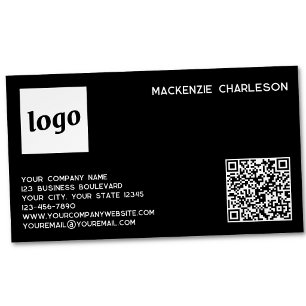 Enkel logotyp och QR-kod svart Magnetiska Visitkort