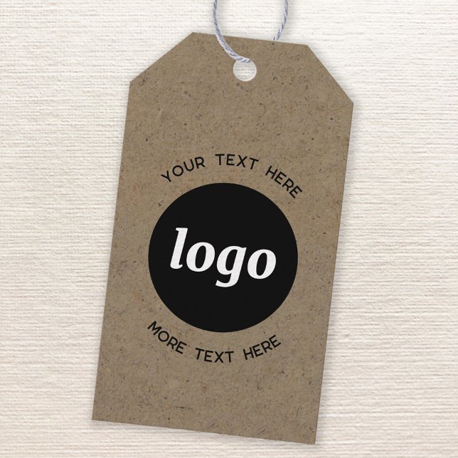 Enkel Logotyp och text Business Brown Papper Presentetikett (Logo with text business promotional gift tag, product tag or price label)