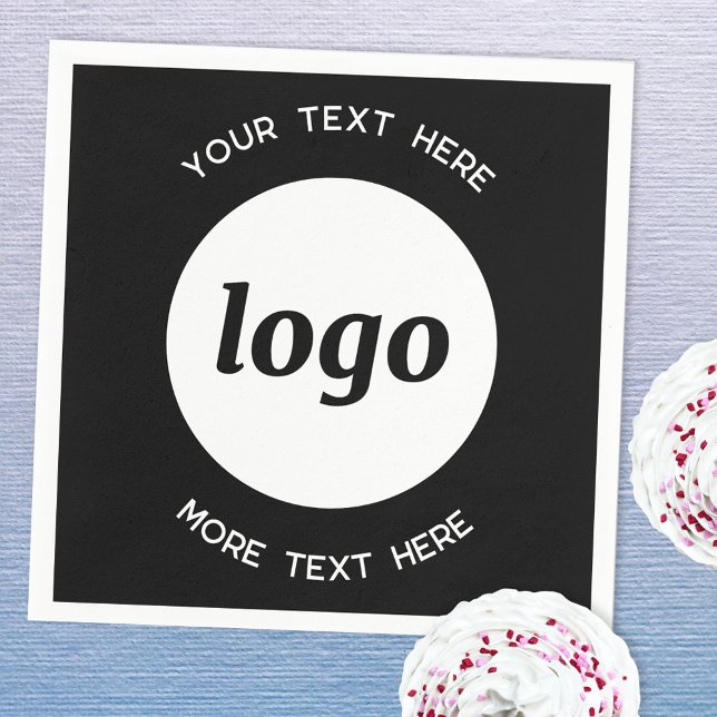 Enkel Logotyp och text Business Promotional Black Pappersservett (Logo with text business promotional paper napkin)