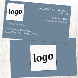 Enkel logotyp och text dammig blågrå visitkort