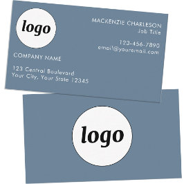 Enkel logotyp och text dammig blågrå visitkort