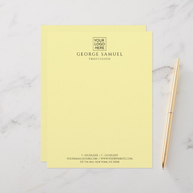 Enkel Logotyp och text för minimal Anpassningsbar Brevhuvud (Fram/Back In Situ)