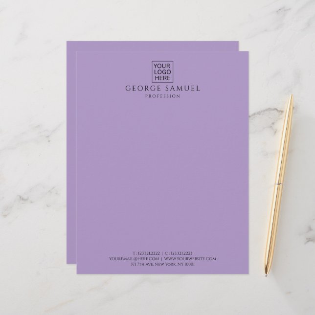 Enkel Logotyp och text för minimal Anpassningsbar Brevhuvud (Fram/Back In Situ)