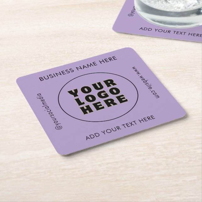 Enkel Logotyp och text för minimal Anpassningsbar Underlägg Papper Kvadrat (Vinklad)