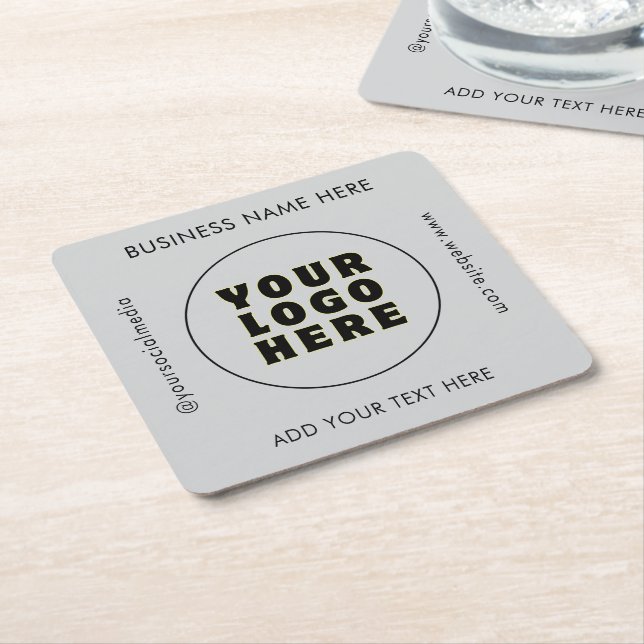 Enkel Logotyp och text för minimal Anpassningsbar Underlägg Papper Kvadrat (Vinklad)