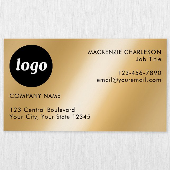 Enkel logotyp och text Guld effekt Magnetiska Visitkort (Simple logo with custom text business branding promotional magnetic business card with gold effect)