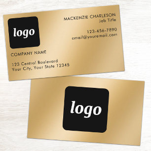 Enkel logotyp och text Guld effekt Visitkort