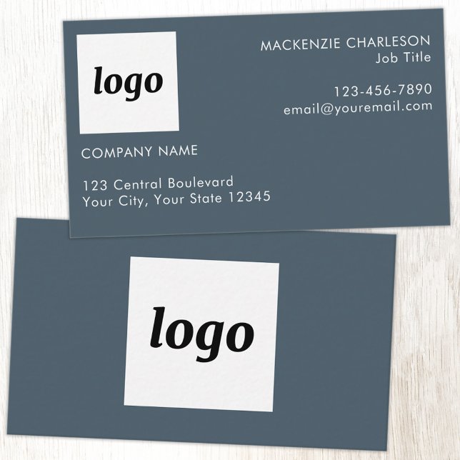 Enkel logotyp och text i kolgrå visitkort (Simple logo with custom text business branding promotional charcoal gray business card)