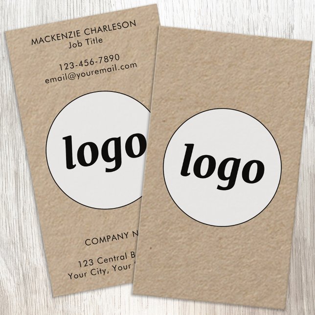 Enkel logotyp och text i vertikal format visitkort (Simple logo with custom text business branding promotional business cards)