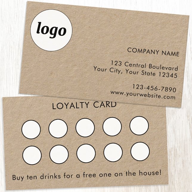 Enkel logotyp och text kundlojalitetskort visitkort (Simple logo with custom text business branding promotional loyalty discount card)