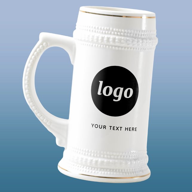 Enkel logotyp och text näringsverksamhet sejdel (Simple logo with custom text business branding promotional beer stein mug)
