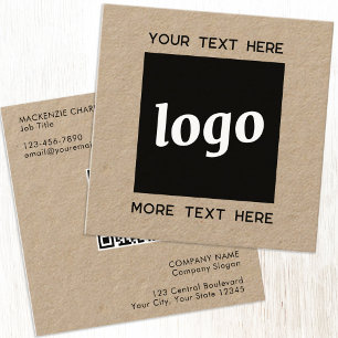 Enkel Logotyp och text QR Code Kraft Fyrkantigt Visitkort