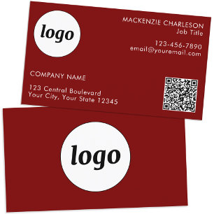 Enkel Logotyp och text QR-kod Burgundy Red Visitkort