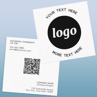 Enkel logotyp och text QR-kod Fyrkantigt Visitkort