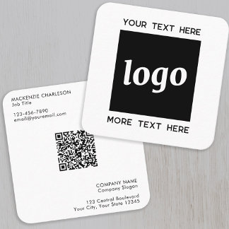 Enkel logotyp och text QR-kod Fyrkantigt Visitkort