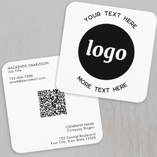 Enkel logotyp och text QR-kod Fyrkantigt Visitkort