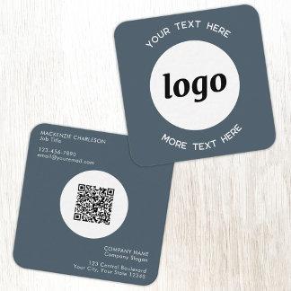 Enkel logotyp och text QR-kod kolgrå Fyrkantigt Visitkort