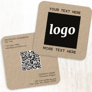 Enkel Logotyp och Text QR-kod Kraft Fyrkantigt Visitkort